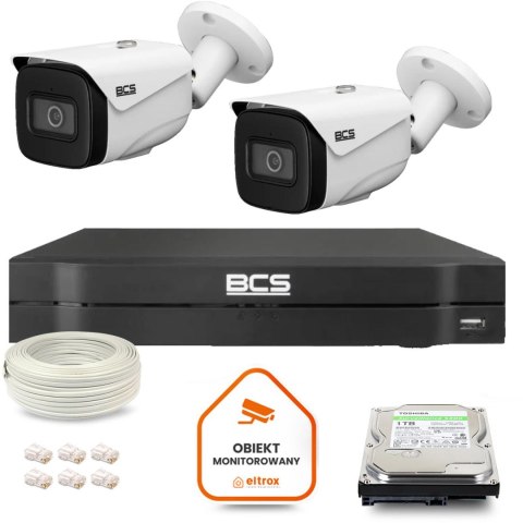 Zestaw monitoringu IP BCS Line 2x Kamera BCS-L-TIP25FSR5-Ai1 Rejestrator z dyskiem 1TB Zestaw monitoringu IP BCS Line 2x Kamera BCS-L-TIP25FSR5-Ai1 Rejestrator z dyskiem 1TB