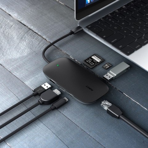 CB-C71 aluminiowy HUB USB-C | 8w1 | RJ45 Ethernet 10/100/1000Mbps | 3xUSB 3.1 | HDMI 4k@30Hz | SD i microSD | USB-C Power Delive CB-C71 aluminiowy HUB USB-C | 8w1 | RJ45 Ethernet 10/100/1000Mbps | 3xUSB 3.1 | HDMI 4k@30Hz | SD i microSD | USB-C Power Delive