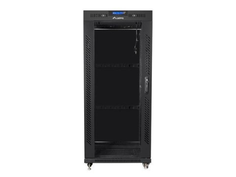 Szafa instalacyjna rack stojąca 19 27U 600x600 czarna, drzwi szklane LCD (Flat pack) Szafa instalacyjna rack stojąca 19 27U 600x600 czarna, drzwi szklane LCD (Flat pack)