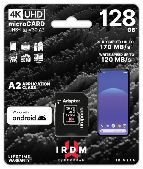 Karta pamięci microSD IRDM 128GB UHS-I U3 A2 + adapter Karta pamięci microSD IRDM 128GB UHS-I U3 A2 + adapter