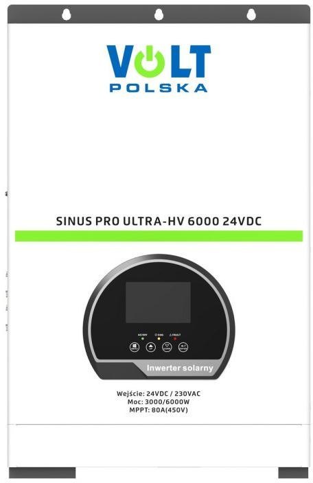 Przetwornica inwerter solarny SinusPro Ultra-HV 6000 24V/230V 3000/6000W 80A MPPT (450V) Przetwornica inwerter solarny SinusPro Ultra-HV 6000 24V/230V 3000/6000W 80A MPPT (450V)