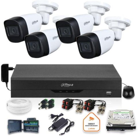 Zestaw monitoringu Dahua 4 kamery tubowe 5Mpx Dysk 1TB Zestaw monitoringu Dahua 4 kamery tubowe 5Mpx Dysk 1TB