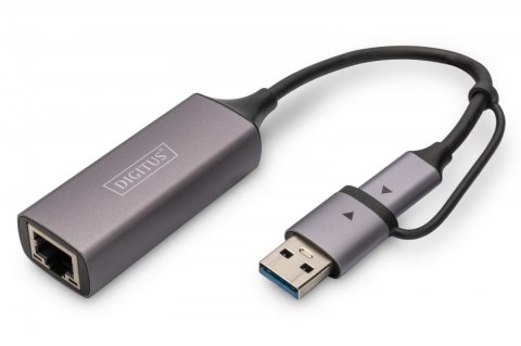 Karta sieciowa przewodowa USB 3.1 Typ C + USB A do 1x RJ45 2.5 Gigabit Ethernet 10/100/1000/2500Mbps Karta sieciowa przewodowa USB 3.1 Typ C + USB A do 1x RJ45 2.5 Gigabit Ethernet 10/100/1000/2500Mbps