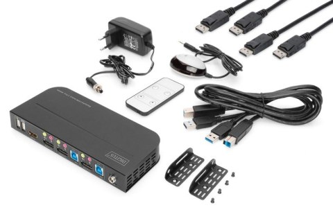 Przełącznik KVM 2 portowy DisplayPort do HDMI 2x1 4K 60Hz 2xUSB audio Przełącznik KVM 2 portowy DisplayPort do HDMI 2x1 4K 60Hz 2xUSB audio