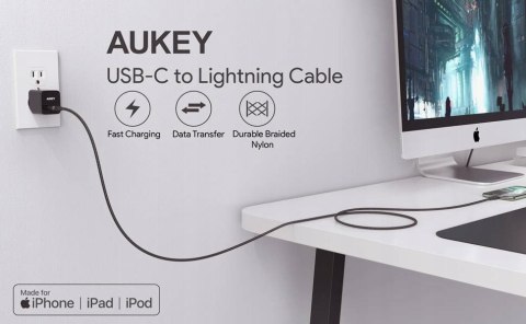 CB-CL03 Black nylonowy kabel Lightning-USB C | USB Power Delivery USB-PD | 2m | certyfikat MFi Apple CB-CL03 Black nylonowy kabel Lightning-USB C | USB Power Delivery USB-PD | 2m | certyfikat MFi Apple