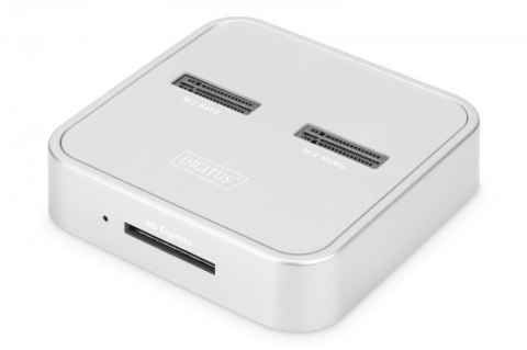Stacja dokująca do dysków SSD M.2 NVMe + M.2 SATA z czytnikiem kart SD-Express, USB-C, Srebrna Stacja dokująca do dysków SSD M.2 NVMe + M.2 SATA z czytnikiem kart SD-Express, USB-C, Srebrna