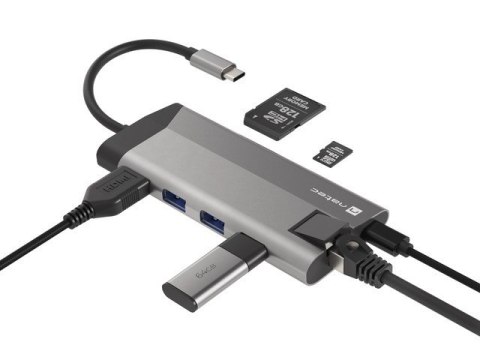 Stacja dokująca Multiport Fowler Plus USB-C PD, 3x USB 3.0, HDMI 4K, RJ45, SD, micro SD Stacja dokująca Multiport Fowler Plus USB-C PD, 3x USB 3.0, HDMI 4K, RJ45, SD, micro SD