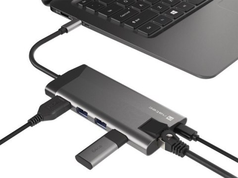 Stacja dokująca Multiport Fowler Plus USB-C PD, 3x USB 3.0, HDMI 4K, RJ45, SD, micro SD Stacja dokująca Multiport Fowler Plus USB-C PD, 3x USB 3.0, HDMI 4K, RJ45, SD, micro SD