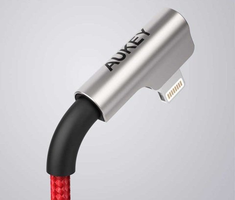 CB-AL01 Red OEM nylonowy kabel USB - Lightning | 2m | wtyki 90 stopni | certyfikat MFi CB-AL01 Red OEM nylonowy kabel USB - Lightning | 2m | wtyki 90 stopni | certyfikat MFi