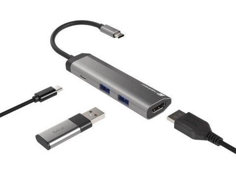 Stacja dokująca Multi Port Fowler Slim USB-C PD, 2x USB 3.0, HDMI 4K Stacja dokująca Multi Port Fowler Slim USB-C PD, 2x USB 3.0, HDMI 4K