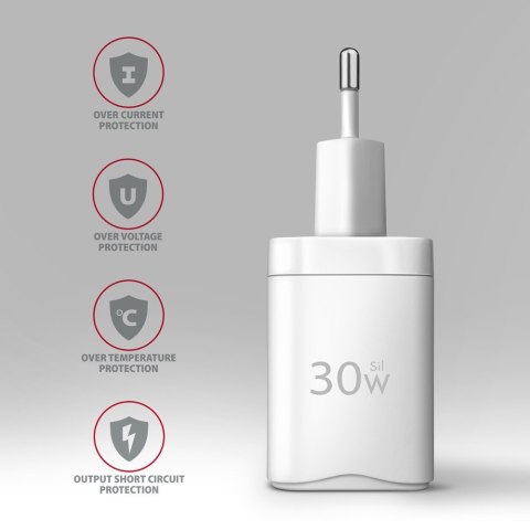 ACU-PQ30W Ładowarka sieciowa PD & QC 30W, QC3.0,4.0/AFC/FCP/PPS/Apple Biała ACU-PQ30W Ładowarka sieciowa PD & QC 30W, QC3.0,4.0/AFC/FCP/PPS/Apple Biała