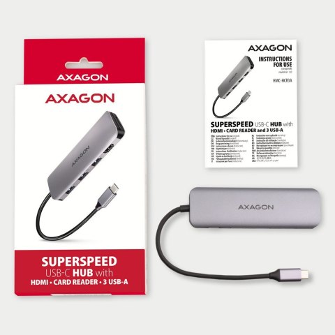 HMC-HCR3A Wieloportowy hub 3x USB-A + HDMI + SD/microSD, USB-C 3.2 Gen1, 20cm USB-C kabel HMC-HCR3A Wieloportowy hub 3x USB-A + HDMI + SD/microSD, USB-C 3.2 Gen1, 20cm USB-C kabel