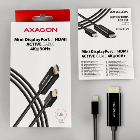 RVDM-HI14C2 Konwerter/kabel aktywny Mini DP > HDMI 1.4 kabel 1.8m4K/30Hz RVDM-HI14C2 Konwerter/kabel aktywny Mini DP > HDMI 1.4 kabel 1.8m4K/30Hz