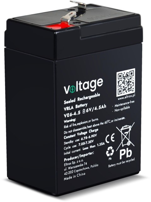 Akumulator AGM Voltage 6V 4,5Ah VE6-4.5 (Żywotność 6-9 lat) Akumulator AGM Voltage 6V 4,5Ah VE6-4.5 (Żywotność 6-9 lat)