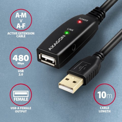 ADR-210 USB 2.0 A-M -> A-F aktywny kabel przedłużacz/wzmacniacz 10m ADR-210 USB 2.0 A-M -> A-F aktywny kabel przedłużacz/wzmacniacz 10m
