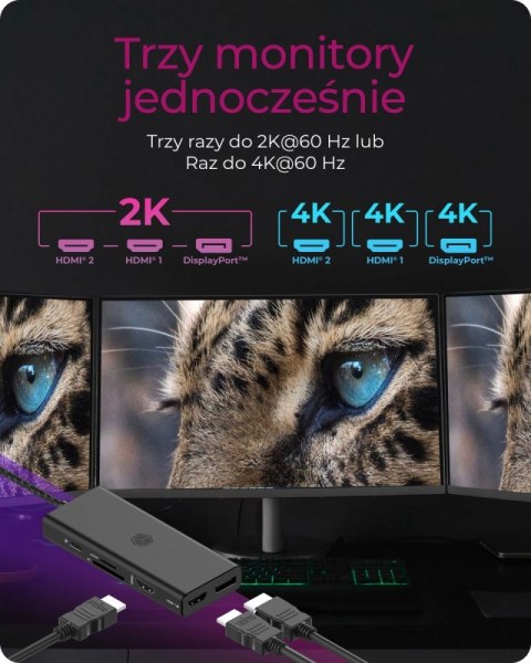 Stacja dokująca IB-DK4011-CPD 9in1,HDMI,DP,CR,TYPE-C Stacja dokująca IB-DK4011-CPD 9in1,HDMI,DP,CR,TYPE-C