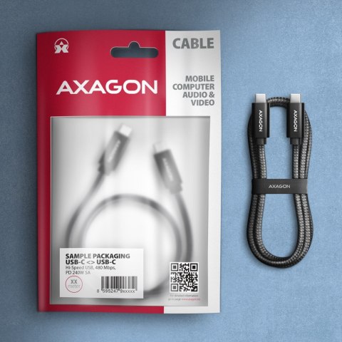 BUCM2-CM25AB Kabel USB-C - USB-C, 2.5m 5A charging, ALU, 240W PD, oplot, USB2.0, czarny BUCM2-CM25AB Kabel USB-C - USB-C, 2.5m 5A charging, ALU, 240W PD, oplot, USB2.0, czarny