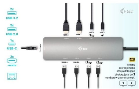 Stacja dokująca USB-C Metal Nano 2x HDMI Display + Power Delivery 100W Stacja dokująca USB-C Metal Nano 2x HDMI Display + Power Delivery 100W