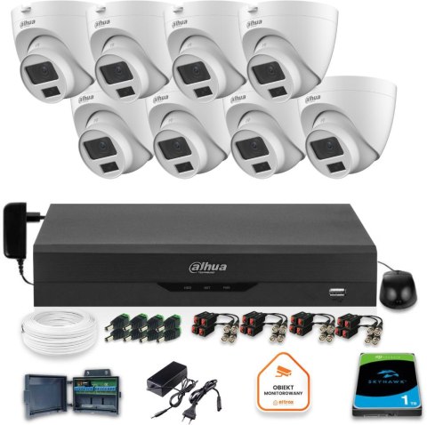 Zestaw monitoringu Dahua 8x kamera kopułkowa HAC-HDW1500CLQ-IL-A-0280B-S2 1TB IR 20m 51mp Zestaw monitoringu Dahua 8x kamera kopułkowa HAC-HDW1500CLQ-IL-A-0280B-S2 1TB IR 20m 51mp