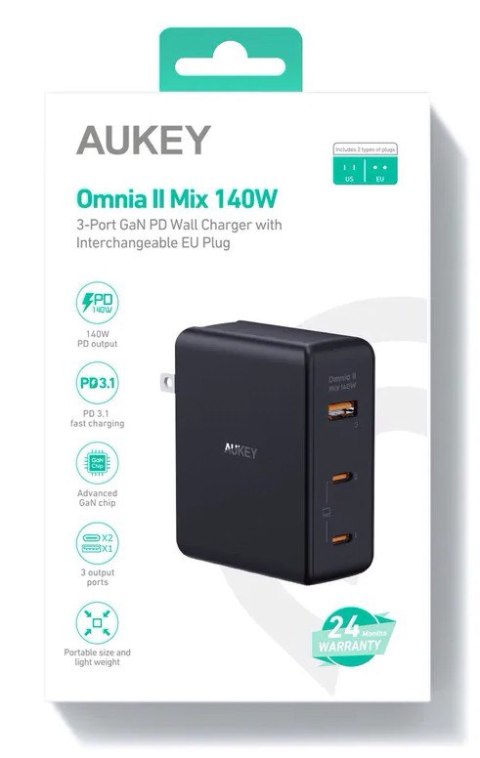 PA-B7O Omnia II GaN ładowarka sieciowa 3xUSB (2xUSB C+1xUSBA) 140W PD3.1 PPS EU/US/UK PA-B7O Omnia II GaN ładowarka sieciowa 3xUSB (2xUSB C+1xUSBA) 140W PD3.1 PPS EU/US/UK