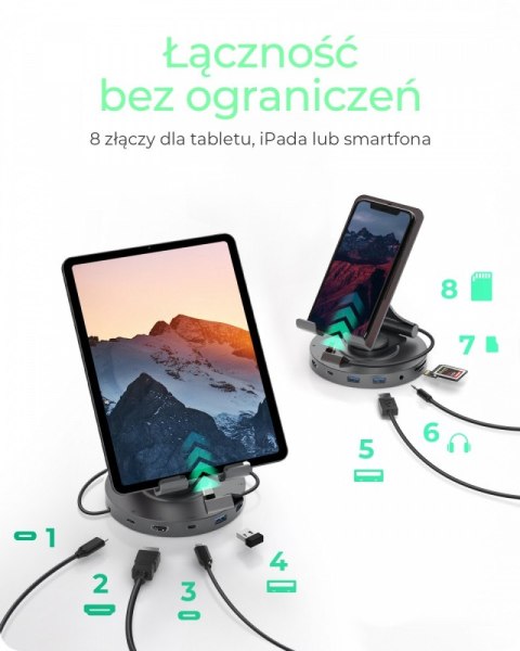 Uchwyt na tableta/smartfona z wbudowaną stacją dokujacą IB-TH100-DK Uchwyt na tableta/smartfona z wbudowaną stacją dokujacą IB-TH100-DK