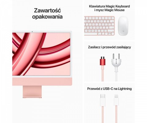 IMac 24 cale: M3 8/8, 8GB, 256GB SSD - Różowy IMac 24 cale: M3 8/8, 8GB, 256GB SSD - Różowy