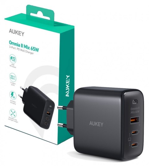 PA-B6T Black Omnia II GaN ładowarka sieciowa 3xUSB (2xUSB C+ 1xUSB A) 65W QC PD PA-B6T Black Omnia II GaN ładowarka sieciowa 3xUSB (2xUSB C+ 1xUSB A) 65W QC PD