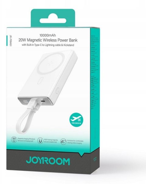 Powerbank Joyroom JR-PBM01 10000mAh 20W 1x USB-C 2x Lightning biały + kabel Powerbank Joyroom JR-PBM01 10000mAh 20W 1x USB-C 2x Lightning biały + kabel