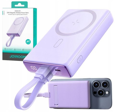 Powerbank Joyroom JR-PBM01 10000mAh 20W 1x USB-C 2x Lightning fioletowy + kabel Powerbank Joyroom JR-PBM01 10000mAh 20W 1x USB-C 2x Lightning fioletowy + kabel