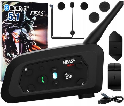 Interkom Ejeas V6 Pro TYP-C (zestaw na 1 kask) Interkom Ejeas V6 Pro TYP-C (zestaw na 1 kask)