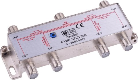 Rozgałęźnik Splitter 5-2450 MHz 6-drożny Cabletech Rozgałęźnik Splitter 5-2450 MHz 6-drożny Cabletech