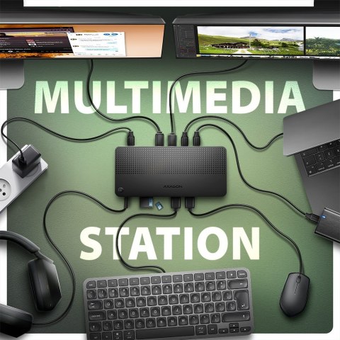 HMC-U4 Wieloportowy hub USB 12in1, USB 4.0 40Gbps, 3x USB-A, 2x USB-C, GLAN, HDMI 8K, DP 8K, PD 100W, HQ audio 24bit, UHS II SD/ HMC-U4 Wieloportowy hub USB 12in1, USB 4.0 40Gbps, 3x USB-A, 2x USB-C, GLAN, HDMI 8K, DP 8K, PD 100W, HQ audio 24bit, UHS II SD/