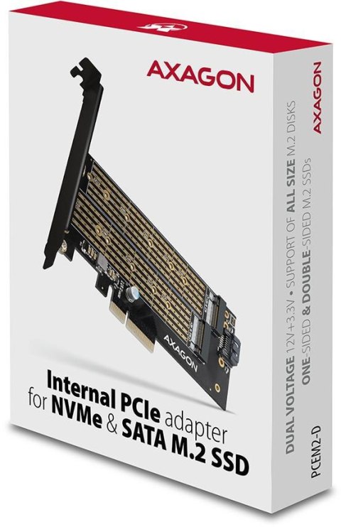 Adapter Axagon PCEM2-D PCIe NVME + SATA M.2 Adapter Axagon PCEM2-D PCIe NVME + SATA M.2