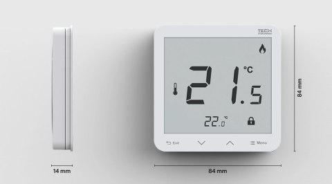 Bezprzewodowy regulator pokojowy bateryjny dopuszkowy biały R-8PB PLUS Tech Sterowniki Bezprzewodowy regulator pokojowy bateryjny dopuszkowy biały R-8PB PLUS Tech Sterowniki