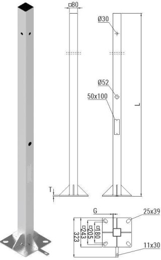 Słup ATS SKAM1/3 pod montaż kamer CCTV