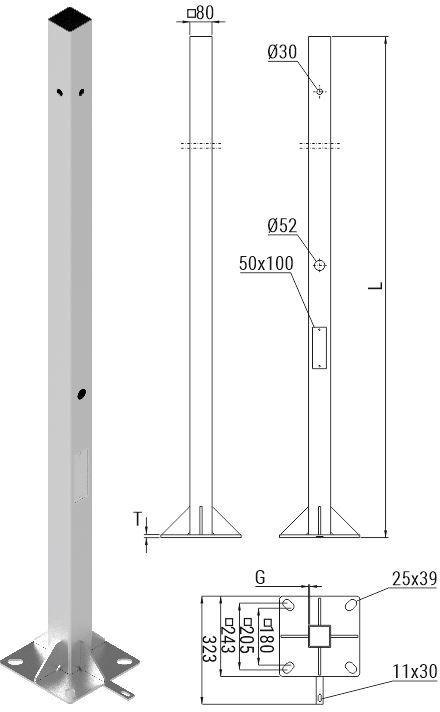 Słup ATS SKAM1/3 pod montaż kamer CCTV Słup ATS SKAM1/3 pod montaż kamer CCTV