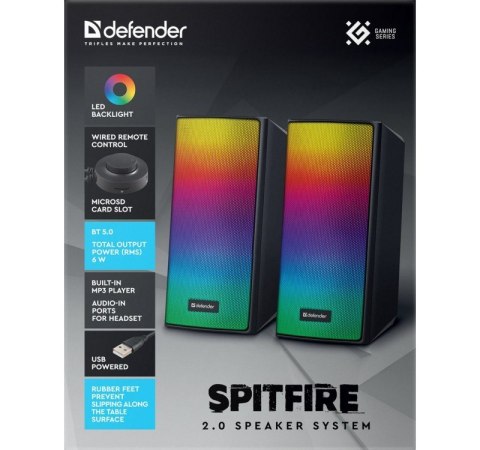 Głośniki komputerowe SPITFIRE 2.0 6W LED USB Głośniki komputerowe SPITFIRE 2.0 6W LED USB