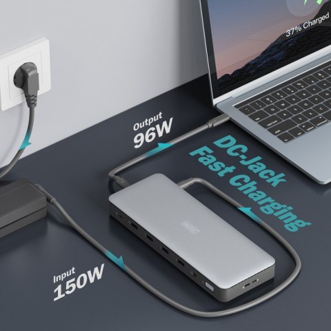 Stacja dokująca USB Typ C 13-portów 3x HDMI 2x DisplayPort 4K/60Hz DC-Jack 150W Stacja dokująca USB Typ C 13-portów 3x HDMI 2x DisplayPort 4K/60Hz DC-Jack 150W