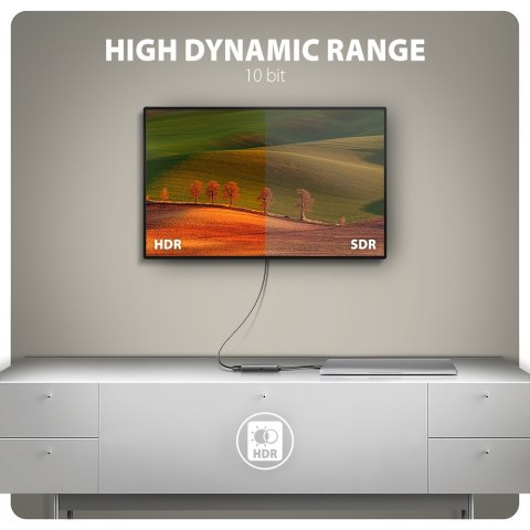 RVC-HI8KPD Adapter aktywny USB-C -> HDMI 8K/60Hz, Aluminum, PD100W, 16cm kabel RVC-HI8KPD Adapter aktywny USB-C -> HDMI 8K/60Hz, Aluminum, PD100W, 16cm kabel