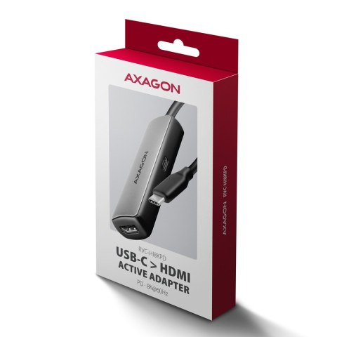 RVC-HI8KPD Adapter aktywny USB-C -> HDMI 8K/60Hz, Aluminum, PD100W, 16cm kabel RVC-HI8KPD Adapter aktywny USB-C -> HDMI 8K/60Hz, Aluminum, PD100W, 16cm kabel