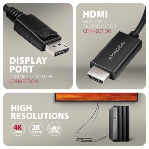 RVD-HI20C2 Adapter aktywny DisplayPort -> HDMI 1.4, 4K/60Hz, kabel 1,8m RVD-HI20C2 Adapter aktywny DisplayPort -> HDMI 1.4, 4K/60Hz, kabel 1,8m