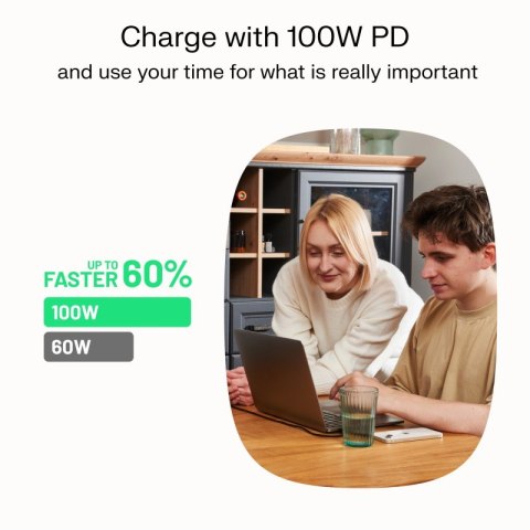 Kabel USB-C-USB-C PowerFlex 100W silikonowy 1.2m biały Kabel USB-C-USB-C PowerFlex 100W silikonowy 1.2m biały