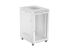 Szafa instalacyjna rack stojąca 19 cali 27U 800x1000 drzwi perforowane LCD szara (Flat pack)