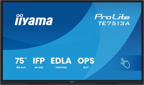 Monitor 75 cali TE7513A-B1AG INFRARED,40pkt,IPS,4K,7H,450cd/m2, WiFi,USB, ANDROID 14, Google EDLA,2x20W, UCHWYT CIENNY Monitor 75 cali TE7513A-B1AG INFRARED,40pkt,IPS,4K,7H,450cd/m2, WiFi,USB, ANDROID 14, Google EDLA,2x20W, UCHWYT CIENNY