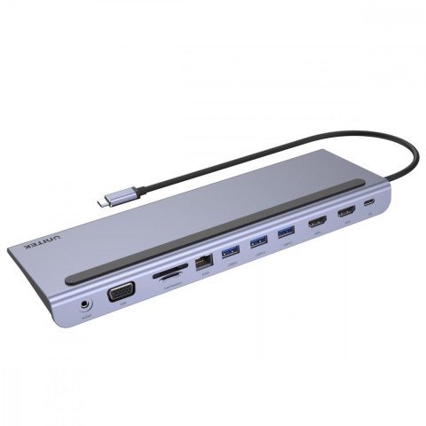 HUB USB-C 11w1 USB-C, RJ45, PD 100W, 2x HDMI, VGA, SD; D1022B HUB USB-C 11w1 USB-C, RJ45, PD 100W, 2x HDMI, VGA, SD; D1022B