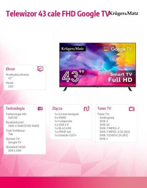 Telewizor 43 cale FHD Google TV Telewizor 43 cale FHD Google TV