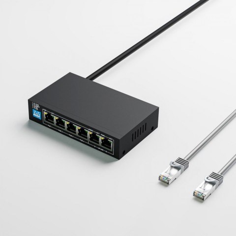 Przełącznik EUROS V2 6 portów POE SWITCH 4 porty 10-100MBPS POE + 2 porty UPLINK 802.3AF 60W Przełącznik EUROS V2 6 portów POE SWITCH 4 porty 10-100MBPS POE + 2 porty UPLINK 802.3AF 60W