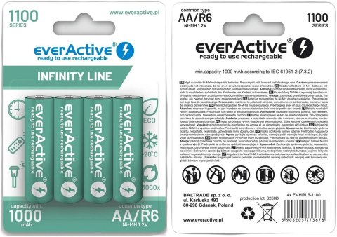 Akumulatorki AA / R06 Ni-MH everActive 1100mAh Infinity Line 3000 cykli (blister 4 szt.) Akumulatorki AA / R06 Ni-MH everActive 1100mAh Infinity Line 3000 cykli (blister 4 szt.)