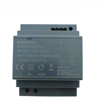 ZASILACZ IMPULSOWY NA SZYNĘ DIN ESPE HDN-10012 12V/85W/7.1A ZASILACZ IMPULSOWY NA SZYNĘ DIN ESPE HDN-10012 12V/85W/7.1A