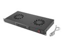 Panel wentylacyjny LCD poziomy 1U z termostatem do szaf, 19 cali, 2 wentylatory, 230V, czarny Panel wentylacyjny LCD poziomy 1U z termostatem do szaf, 19 cali, 2 wentylatory, 230V, czarny